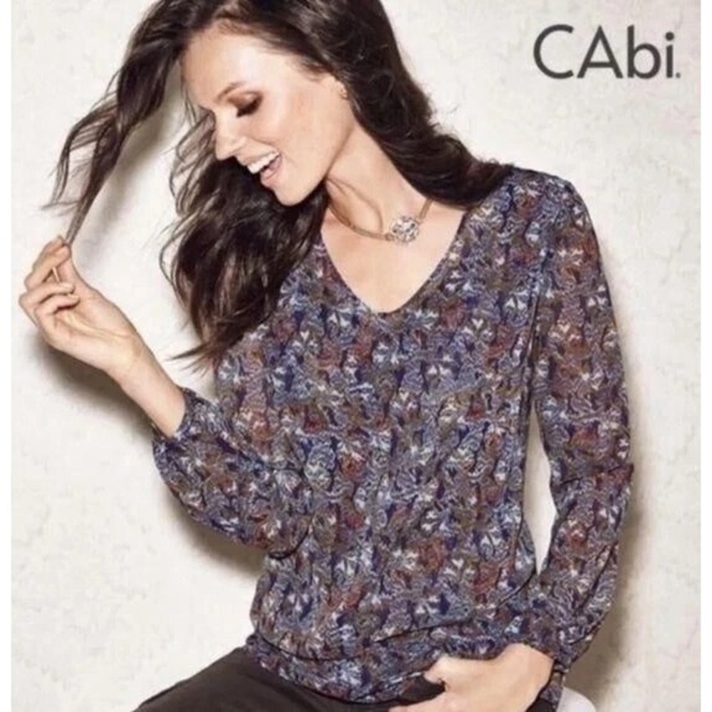 CAbi Blouse 157 Women Tapestry Double Layer Tunic Top Size XL Floral Long Sleeve